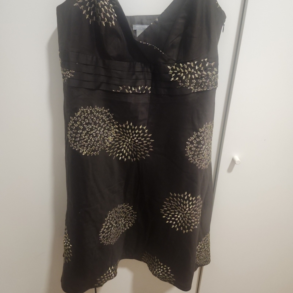 Ann Taylor Black Dress with Gold Accents